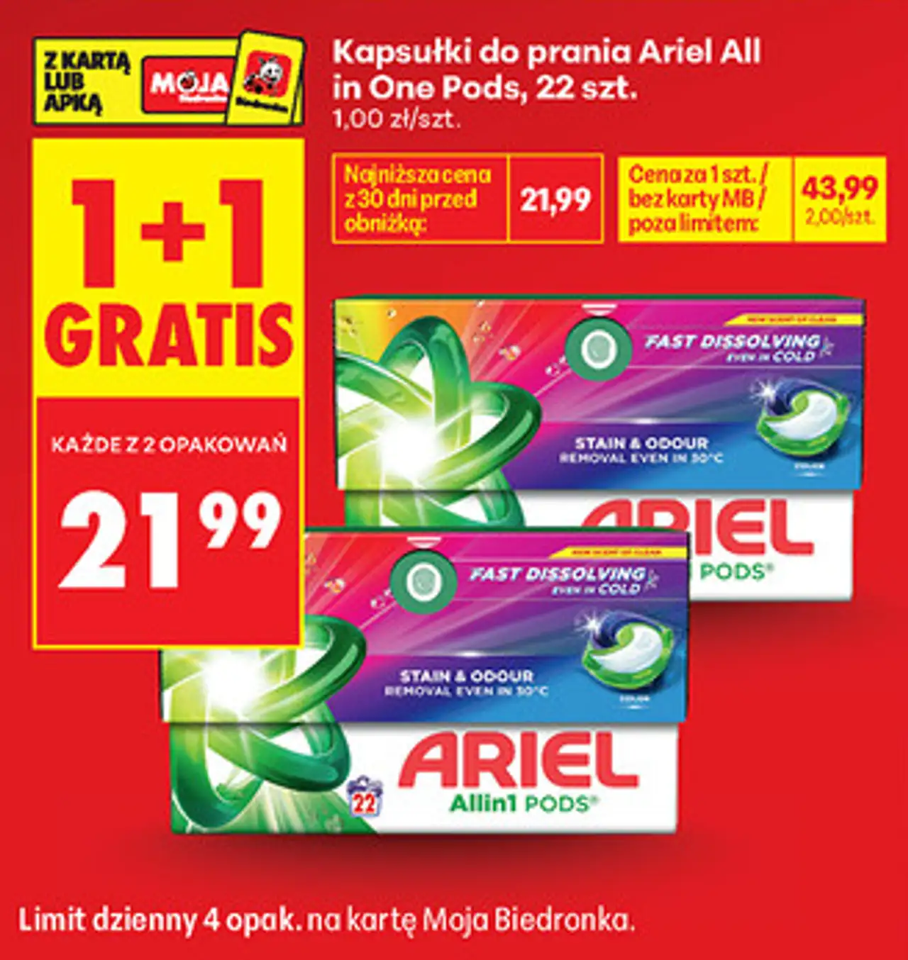 Kapsułki do prania Ariel All in One Pods, 22 szt.