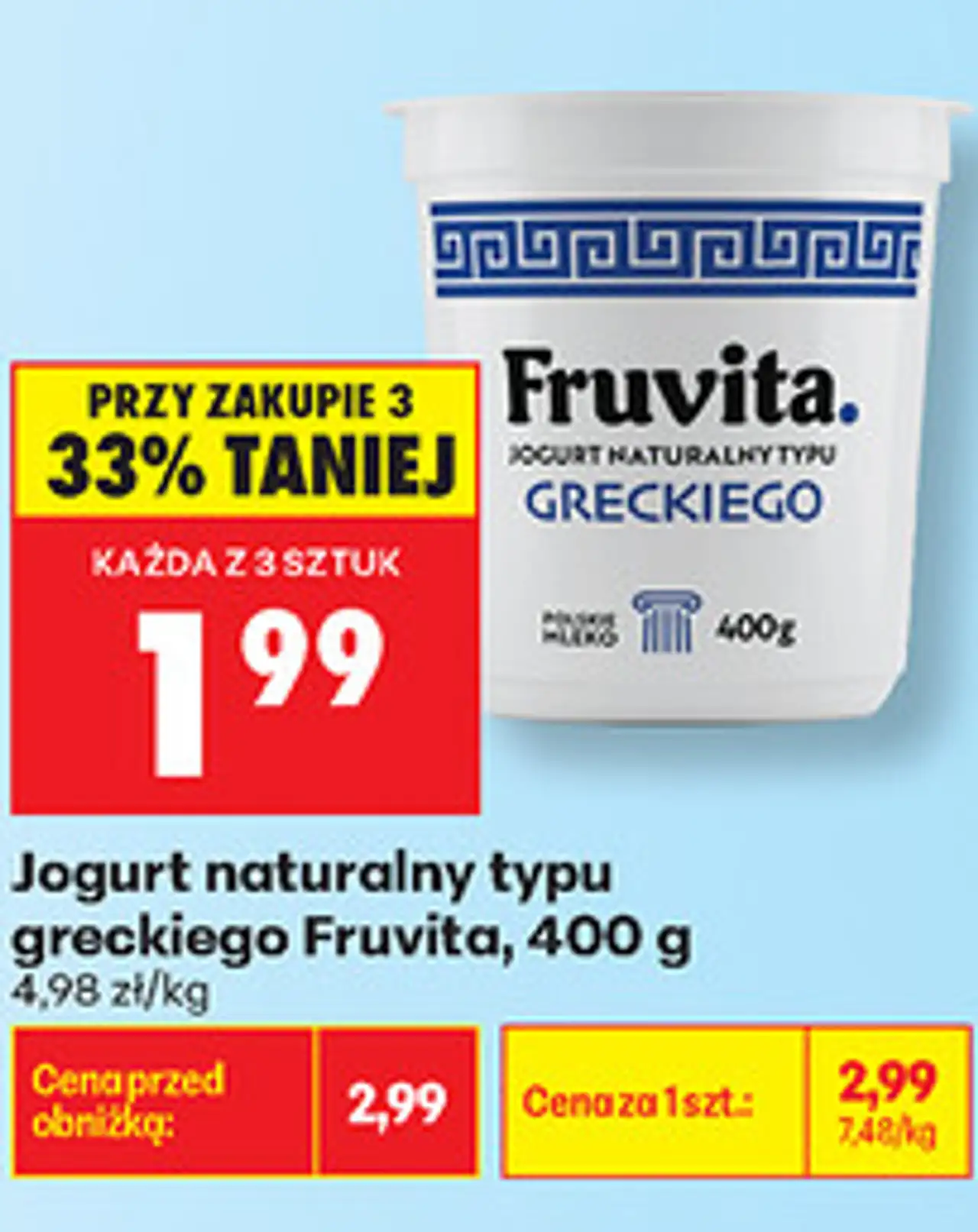 Jogurt naturalny typu greckiego Fruvita, 400 g