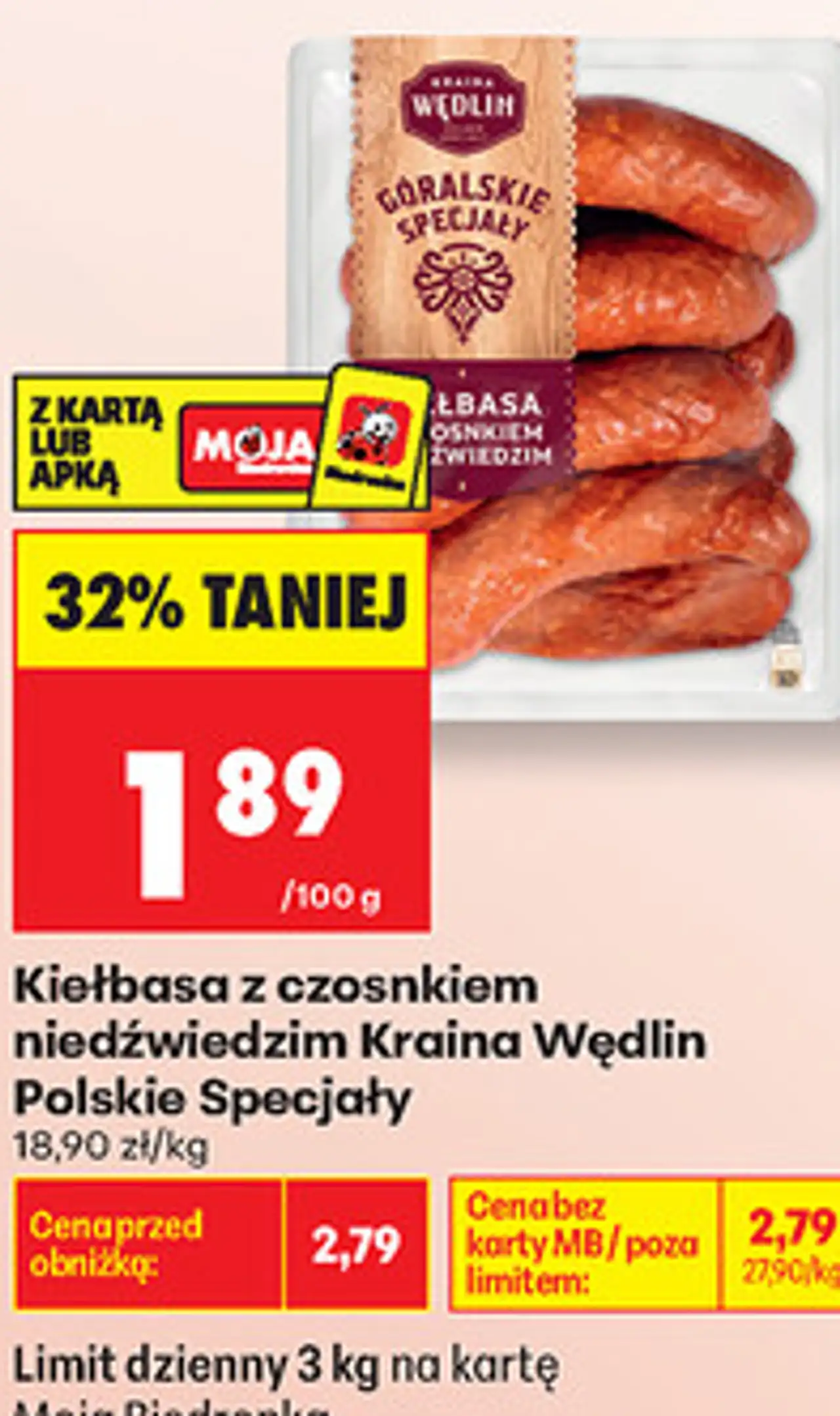Kiełbasa z czosnkiem niedźwiedzim Kraina Wędlin Polskie Specjały