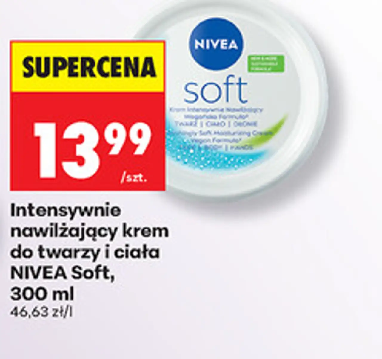 Intensywnie nawilżający krem do twarzy i ciała NIVEA Soft, 300 ml