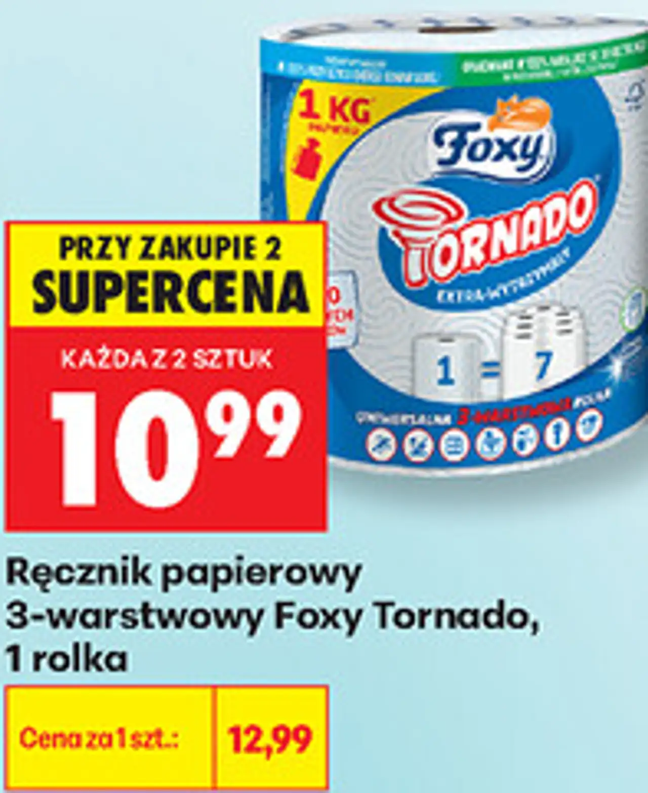 Ręcznik papierowy 3-warstwowy Foxy Tornado, 1 rolka