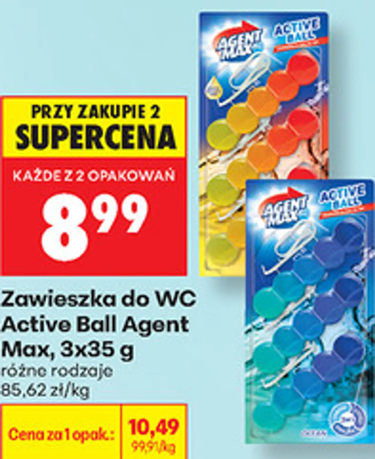 Zawieszka do WC Active Ball Agent Max, 3x35 g