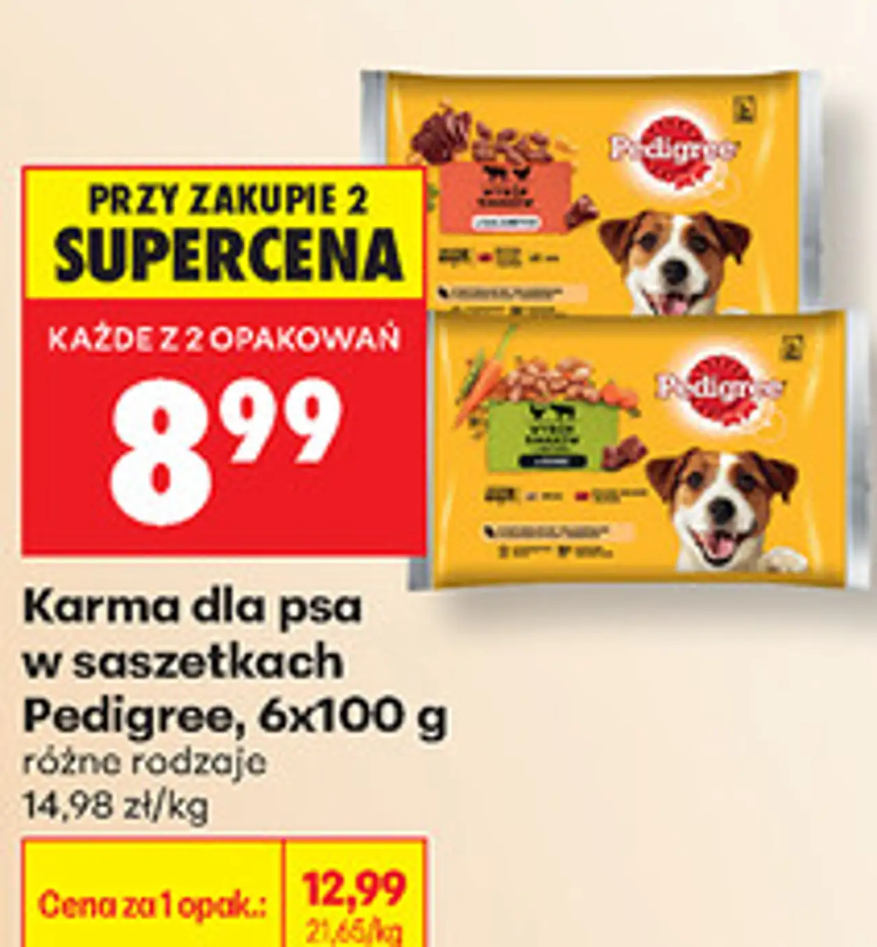 Karma dla psa w saszetkach Pedigree, 6x100 g