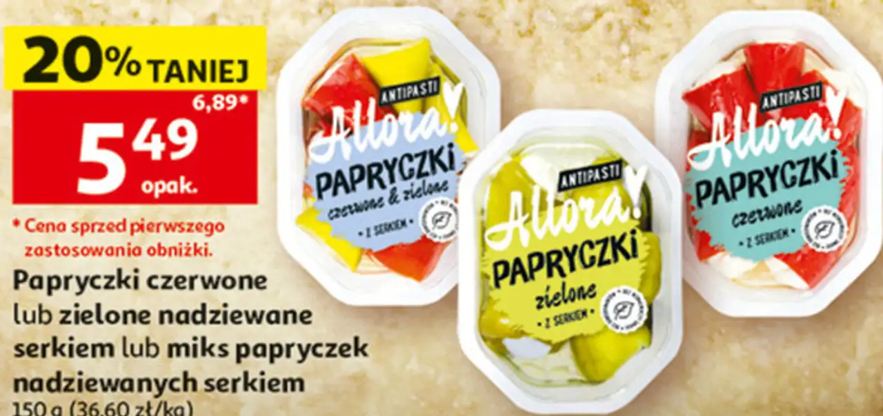 Papryczki czerwone lub zielone nadziewane serkiem lub miks papryczek nadziewanych serkiem
