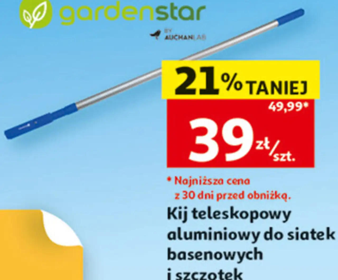 Kij teleskopowy aluminiowy do siatek basenowych i szczotek