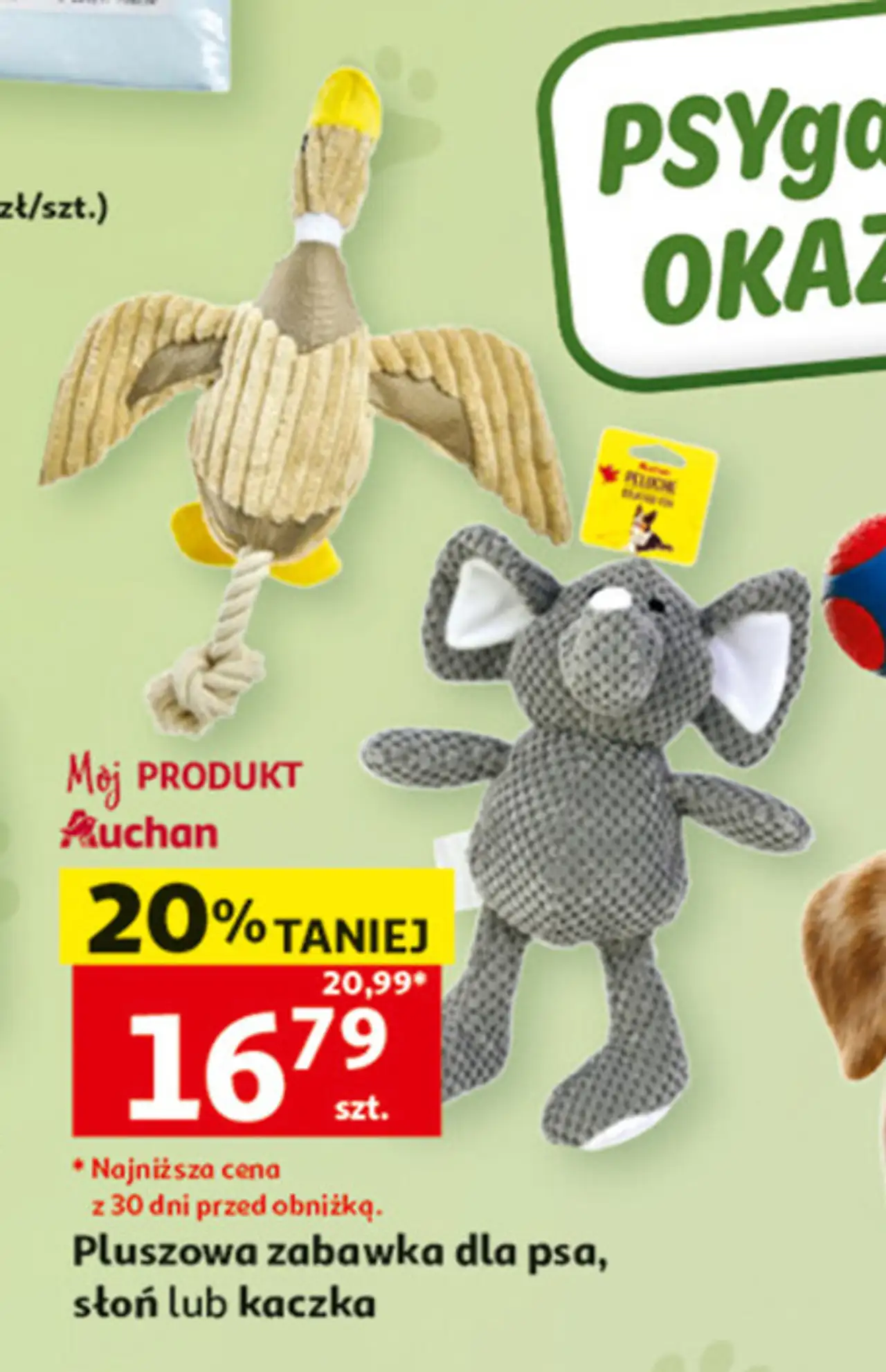 Pluszowa zabawka dla psa, słoń lub kaczka