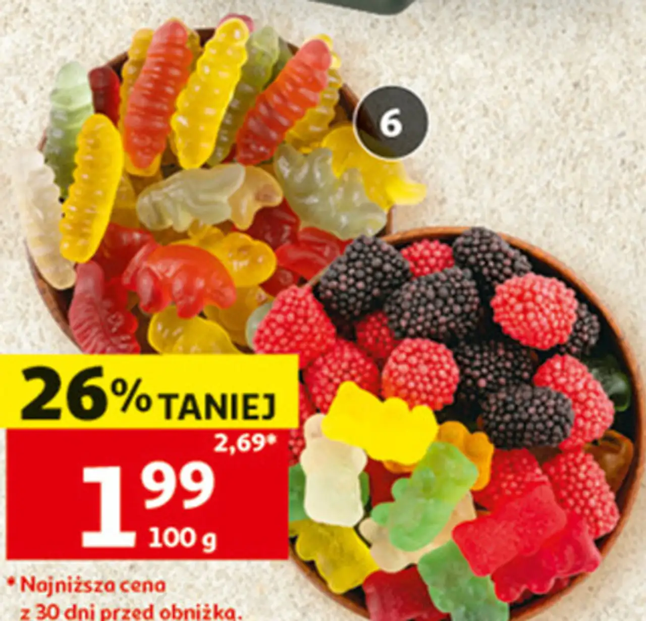 Żelki malinki, misie, dinozaury, dżdżownice, węże lub kwaśne koreczki luzem lub w opakowaniu