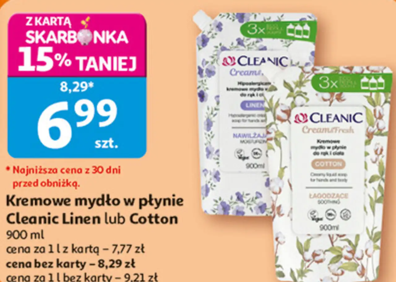 Kremowe mydło w płynie Cleanic Linen lub Cotton