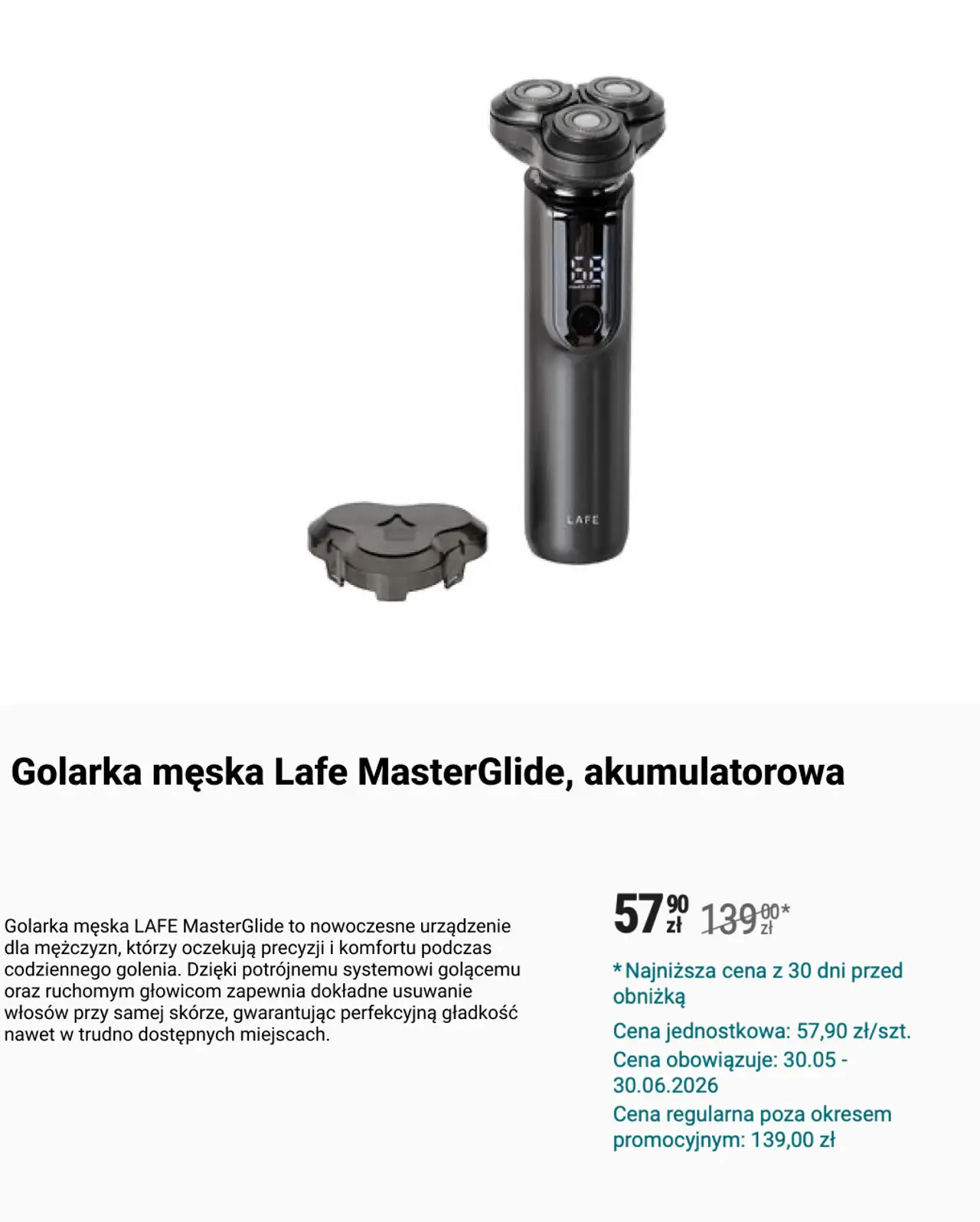 Golarka męska Lafe MasterGlide, akumulatorowa