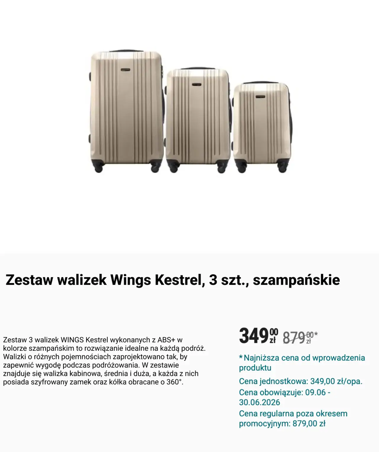 Zestaw walizek Wings Kestrel, 3 szt.