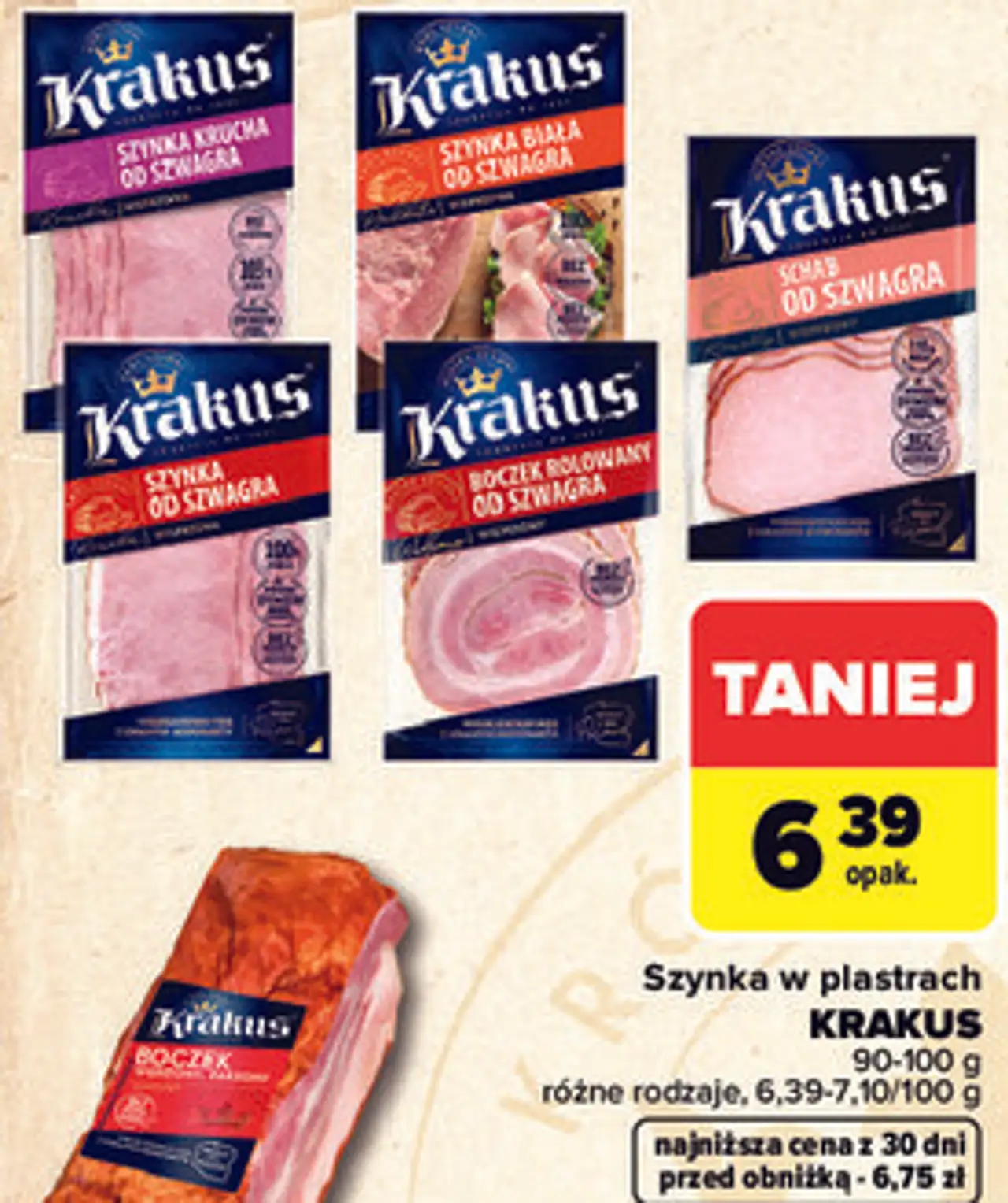 Szynka w plastrach KRAKUS