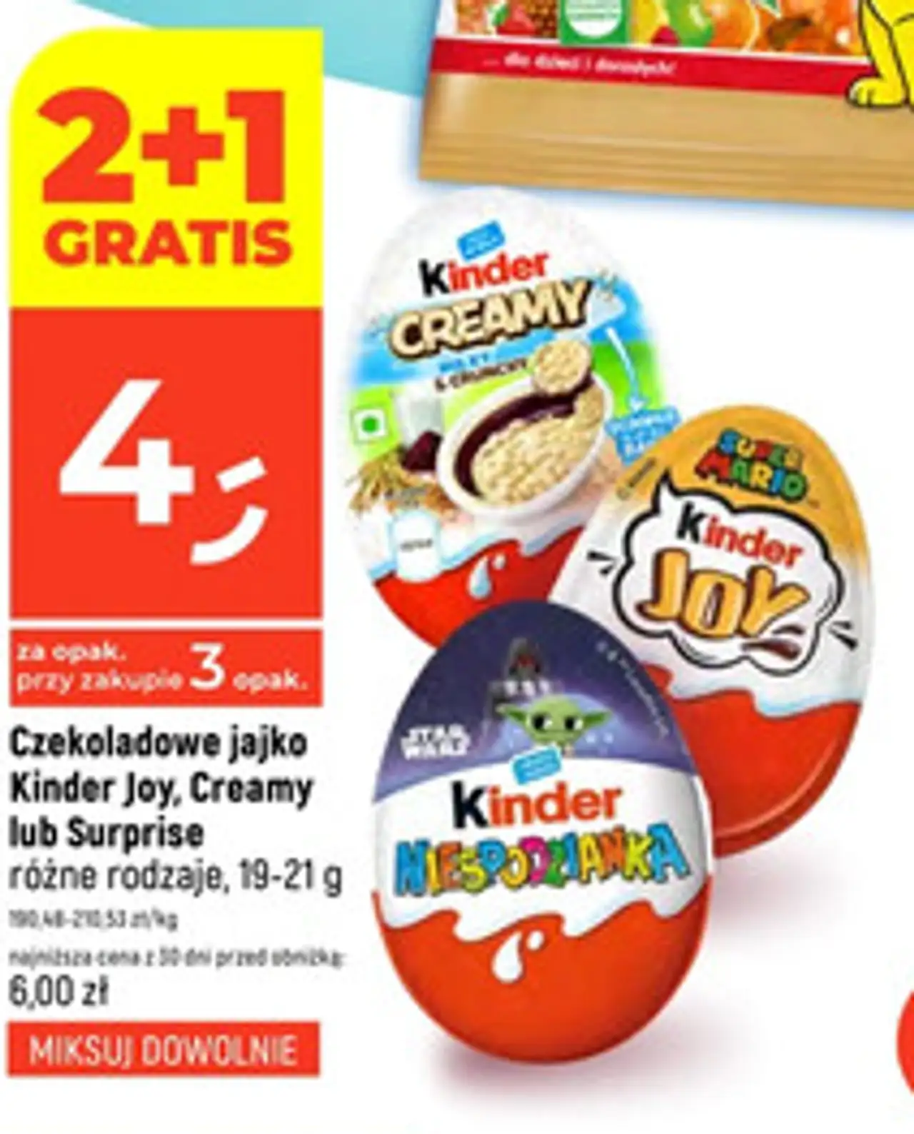 Czekoladowe jajko Kinder Joy, Creamy lub Surprise różne rodzaje, 19-21 g
