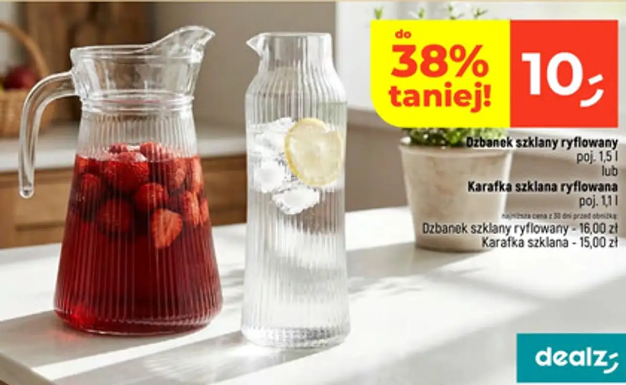 Dzbanek szklany ryflowany lub Karafka szklana ryflowana