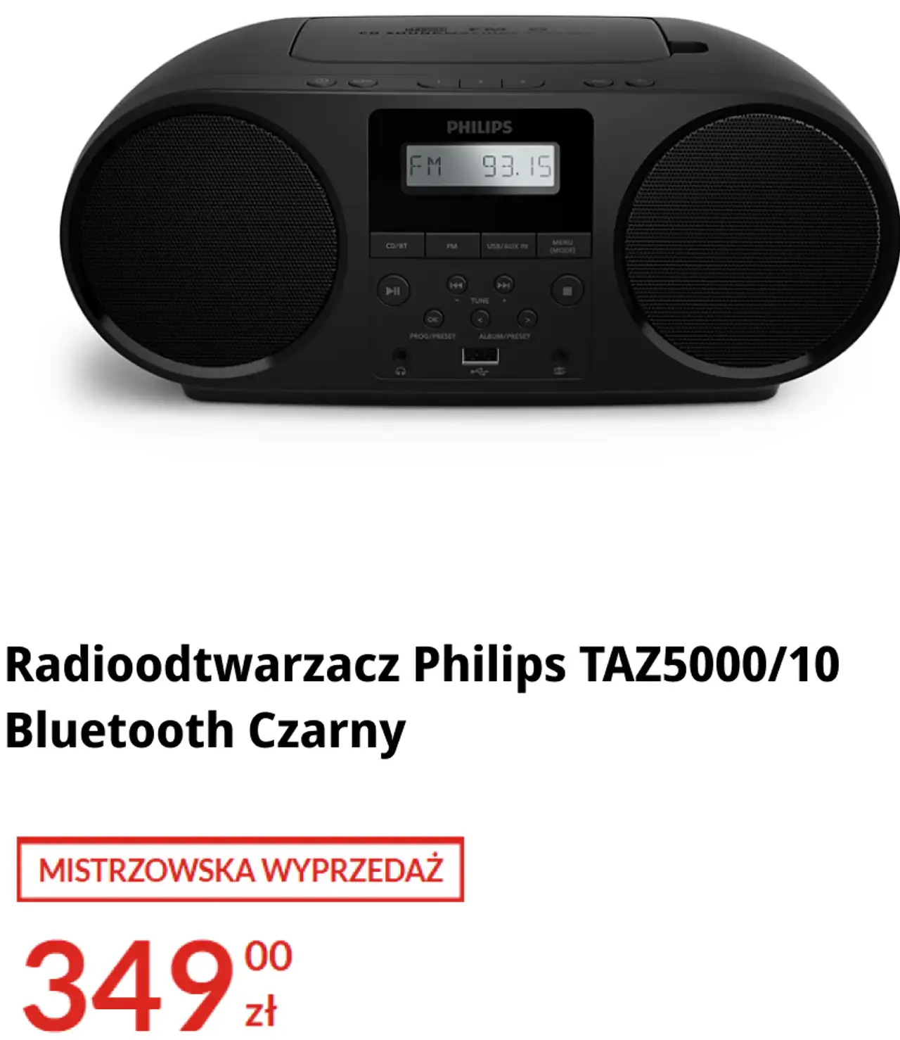 Radioodtwarzacz Philips TAZ5000/10 Bluetooth Czarny