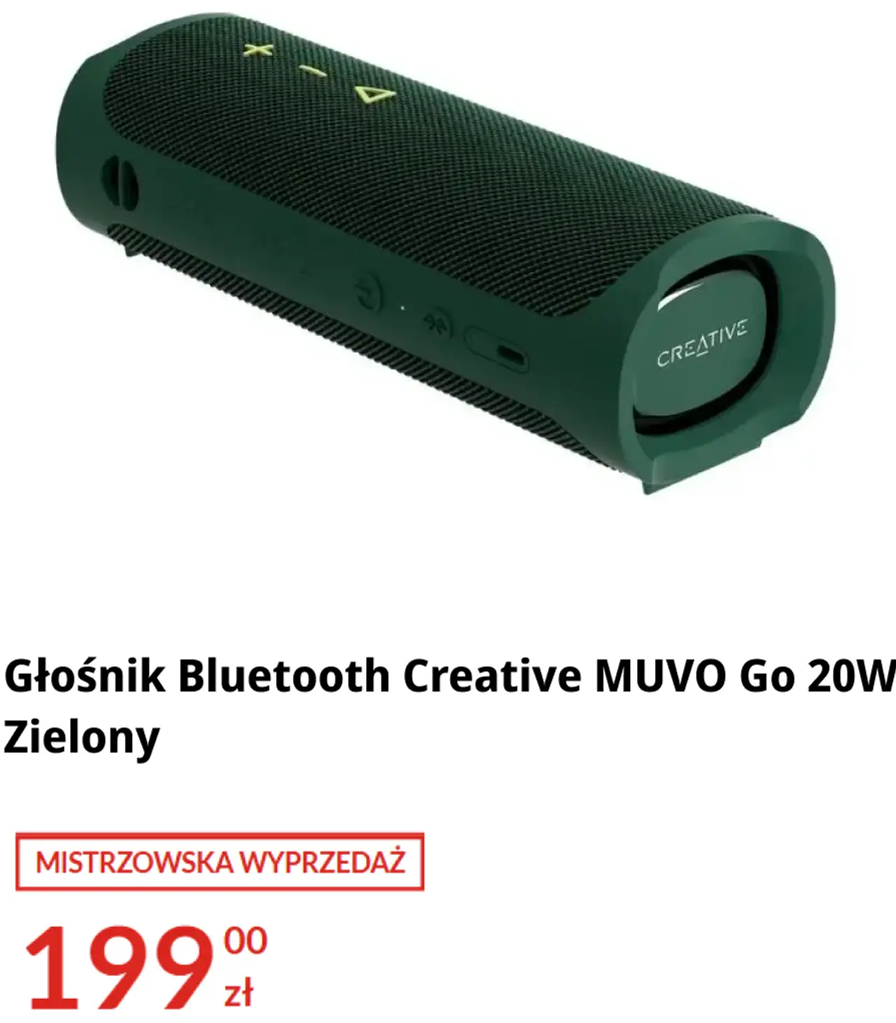 Głośnik Bluetooth Creative MUVO Go 20W Zielony