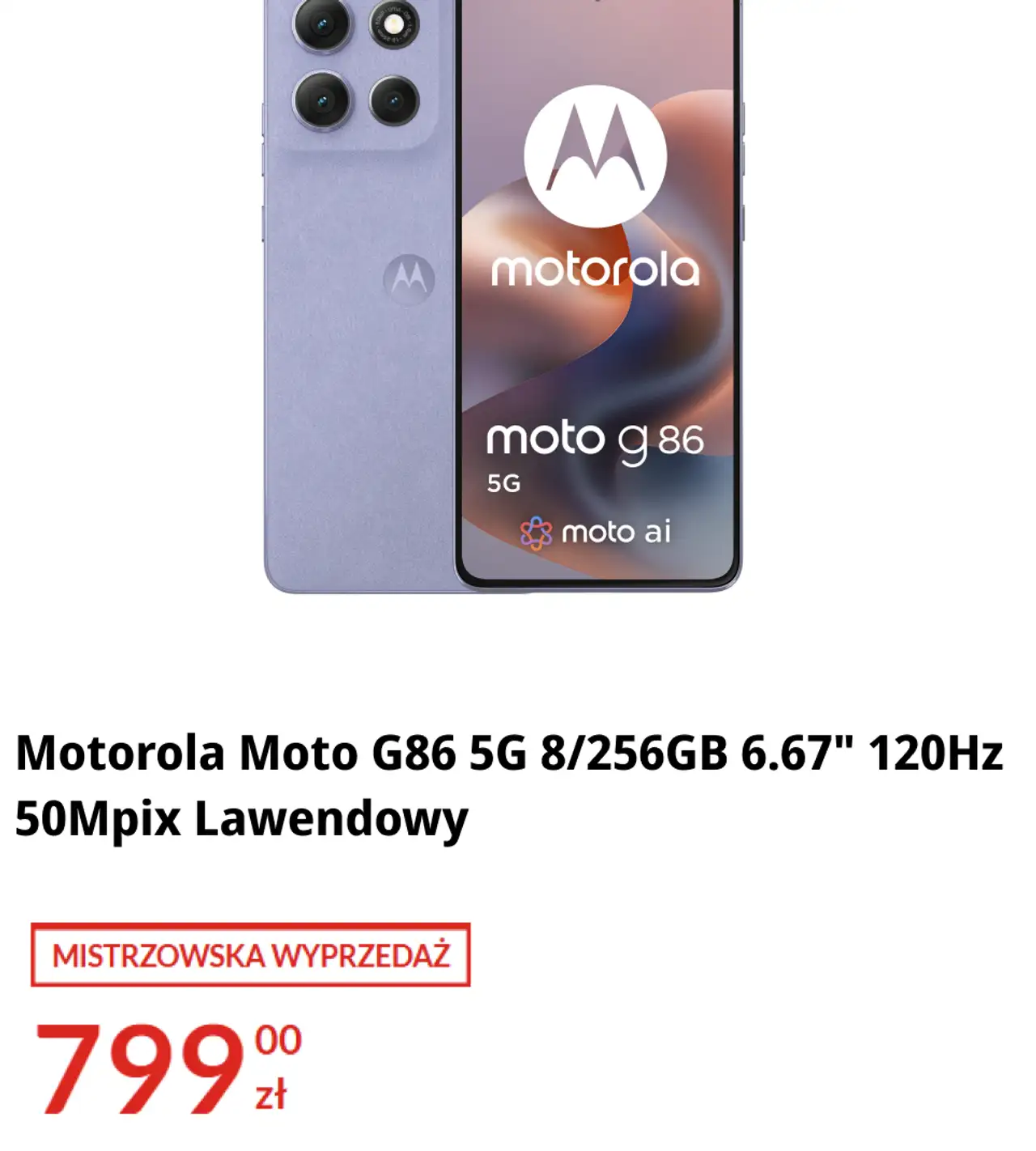 Motorola Moto G86 5G 8/256GB 6.67" 120Hz 50Mpix Lawendowy