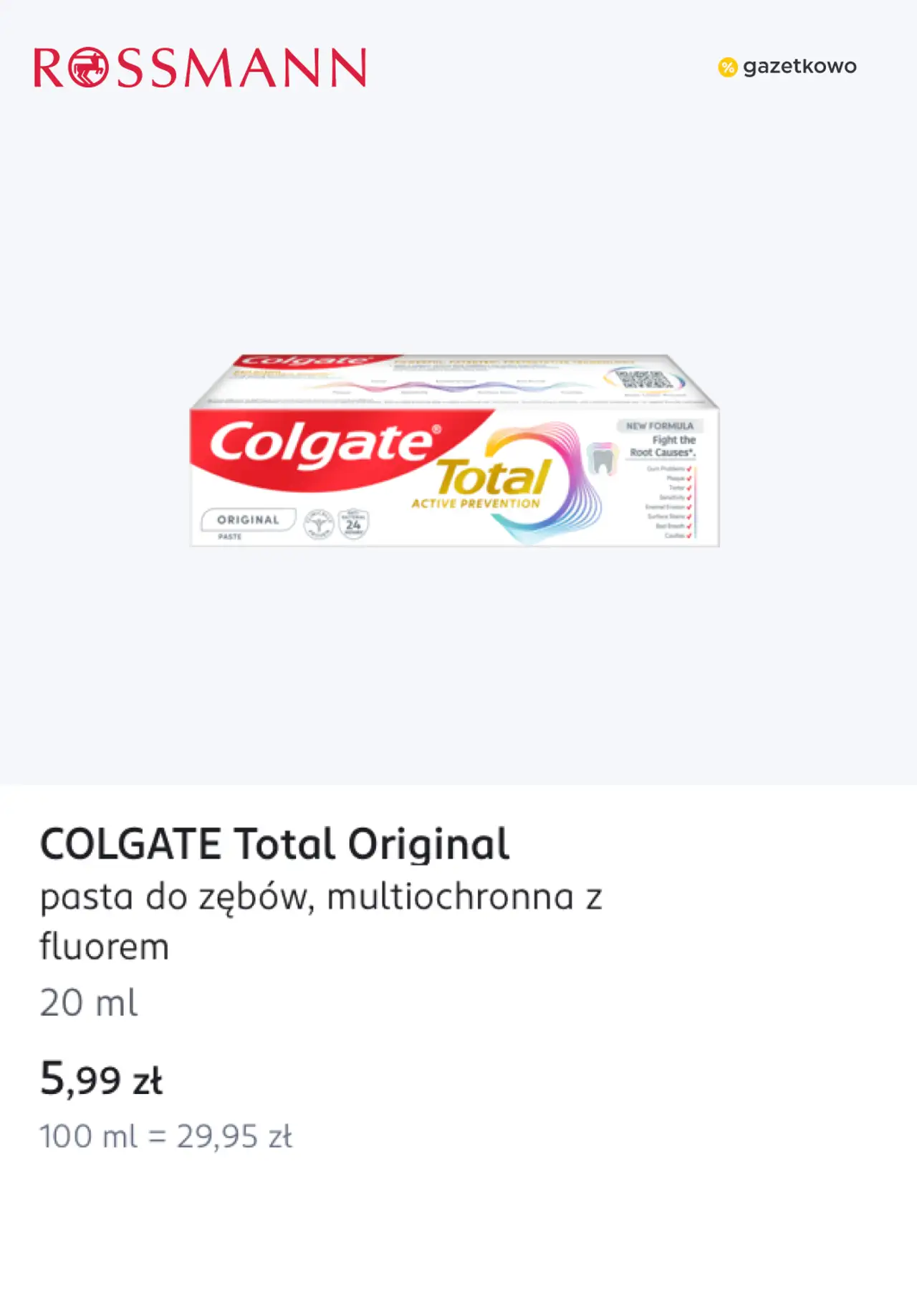 COLGATE Total Original pasta do zębów, multiochronna z fluorem