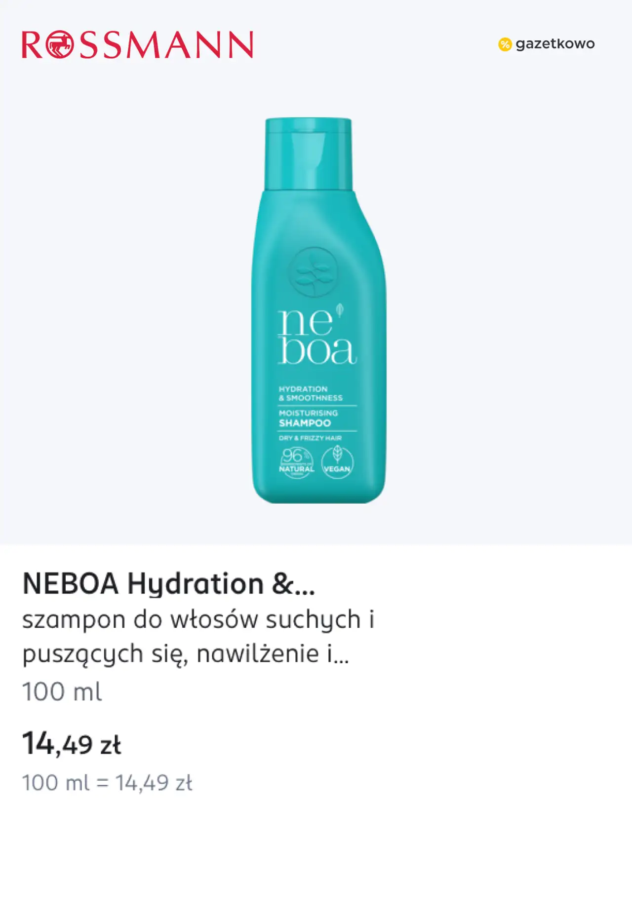 NEBOA Hydration &... szampon do włosów suchych i puszących się, nawilżenie i...