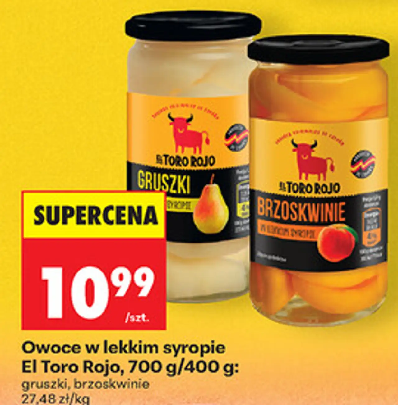 Owoce w lekkim syropie El Toro Rojo, gruszki, brzoskwinie
