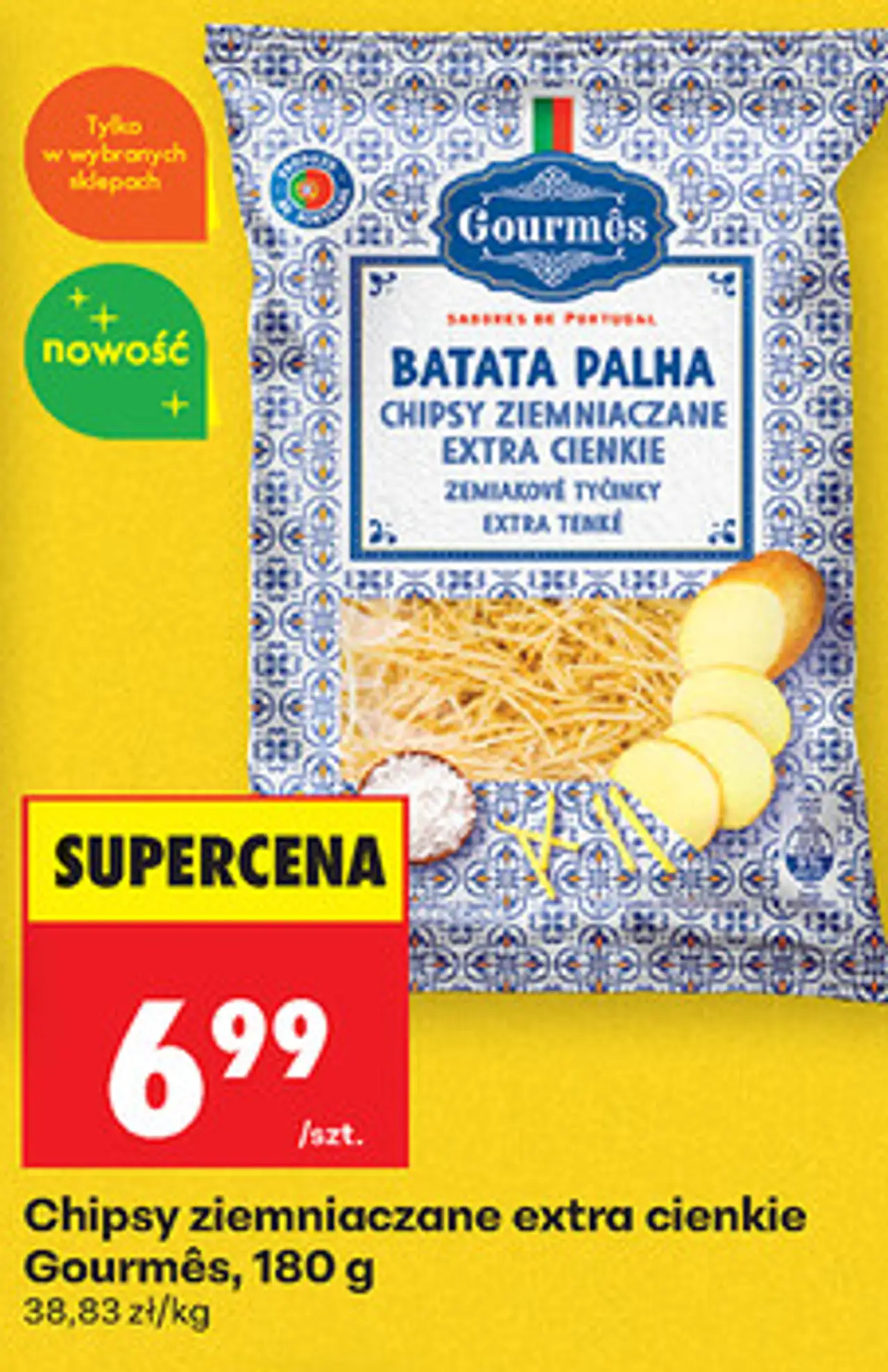Chipsy ziemniaczane extra cienkie Gourmês, 180 g