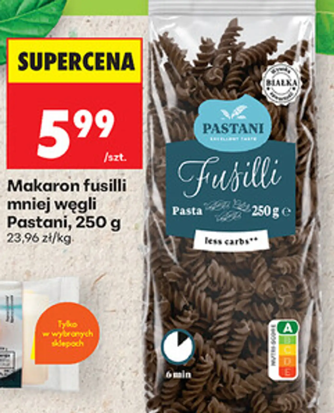 Makaron fusilli mniej węgli Pastani, 250 g
