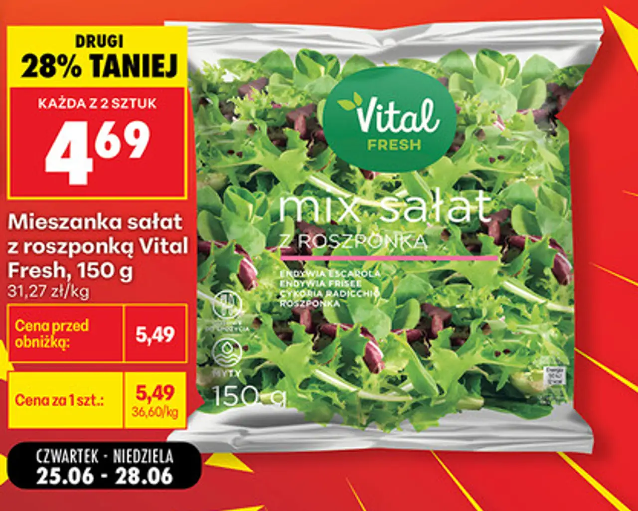 Mieszanka sałat z roszponką Vital Fresh, 150 g