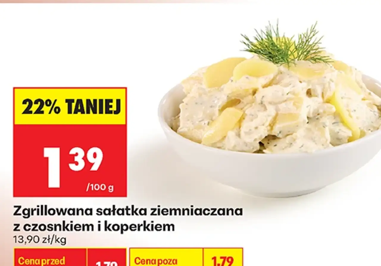 Zgrillowana sałatka ziemniaczana z czosnkiem i koperkiem