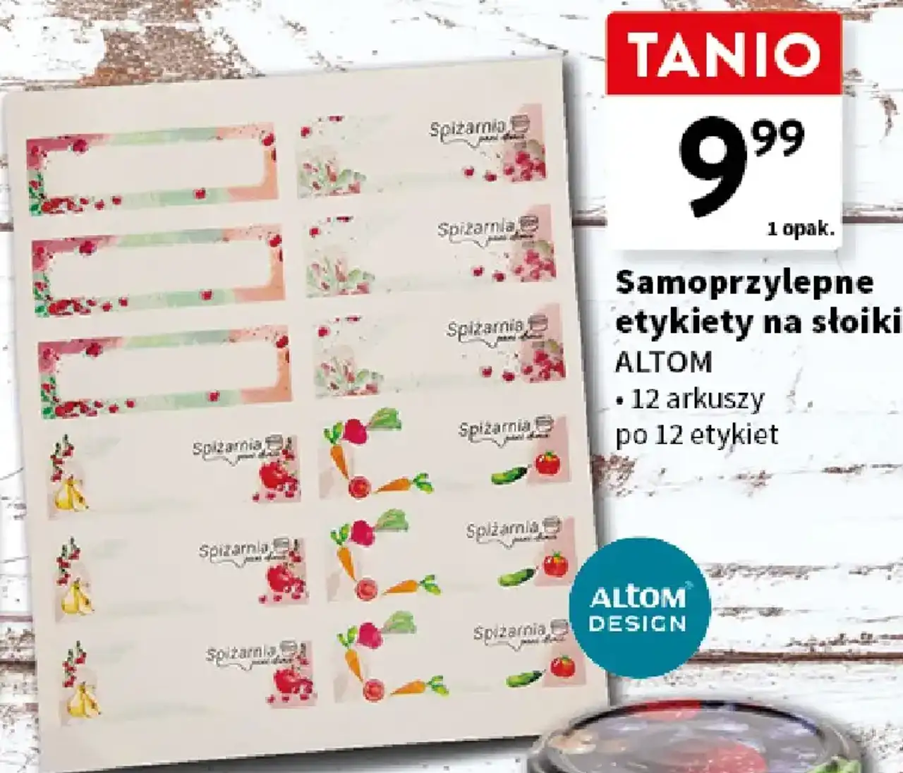 Samoprzylepne etykiety na słoiki Altom