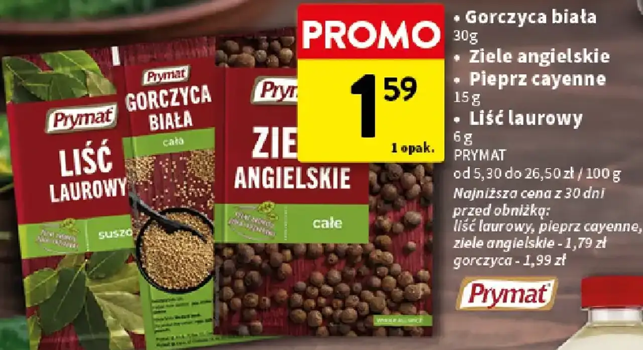 Prymat Przyprawy (Gorczyca biała / Ziele angielskie / Pieprz cayenne / Liść laurowy)