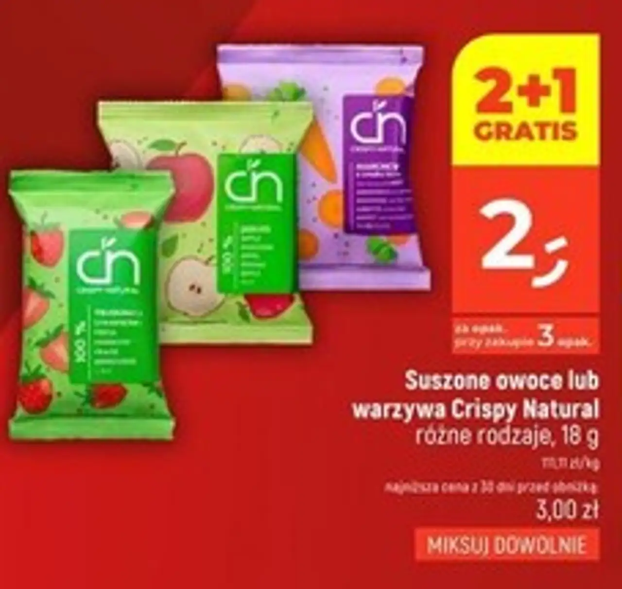 Suszone owoce lub warzywa Crispy Natural