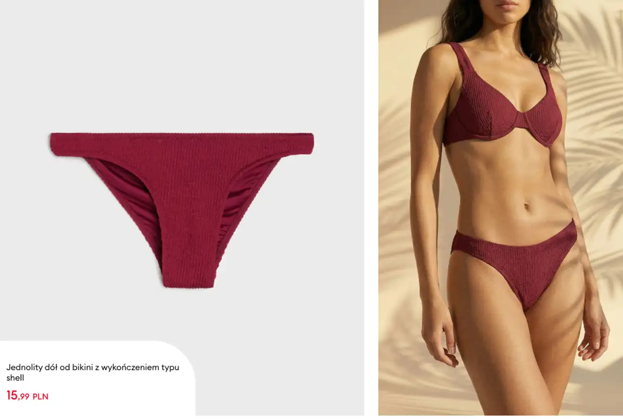 Jednolity dół od bikini z wykończeniem typu shell