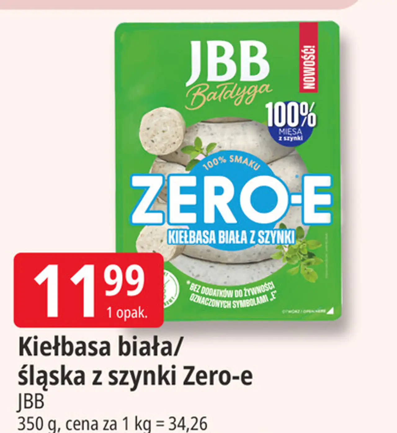Kiełbasa biała/ śląska z szynki Zero-e