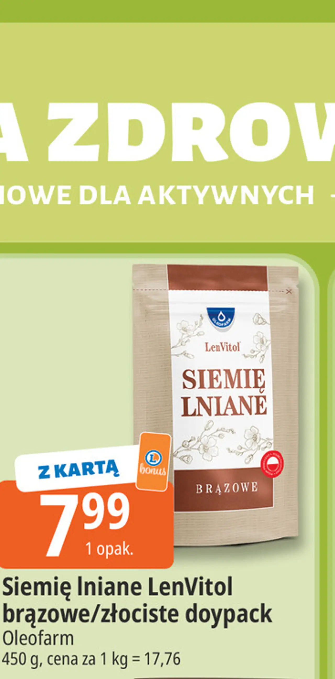 Siemię lniane LenVitol brązowe/złociste doypack Oleofarm
