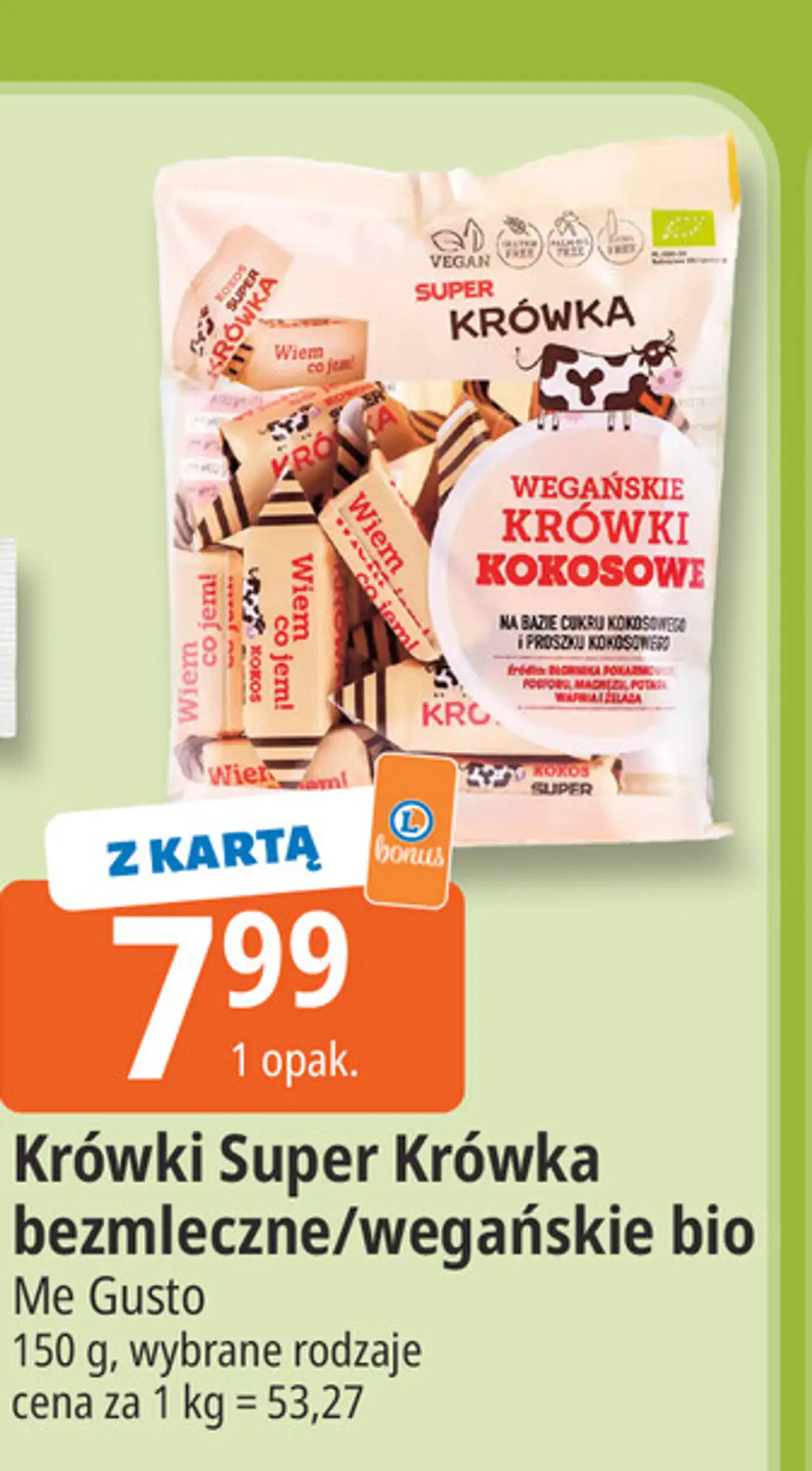 Krówki Super Krówka bezmleczne/weganskie bio Me Gusto