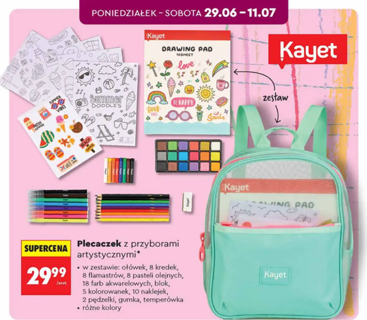 Kayet Plecaczek z przyborami artystycznymi