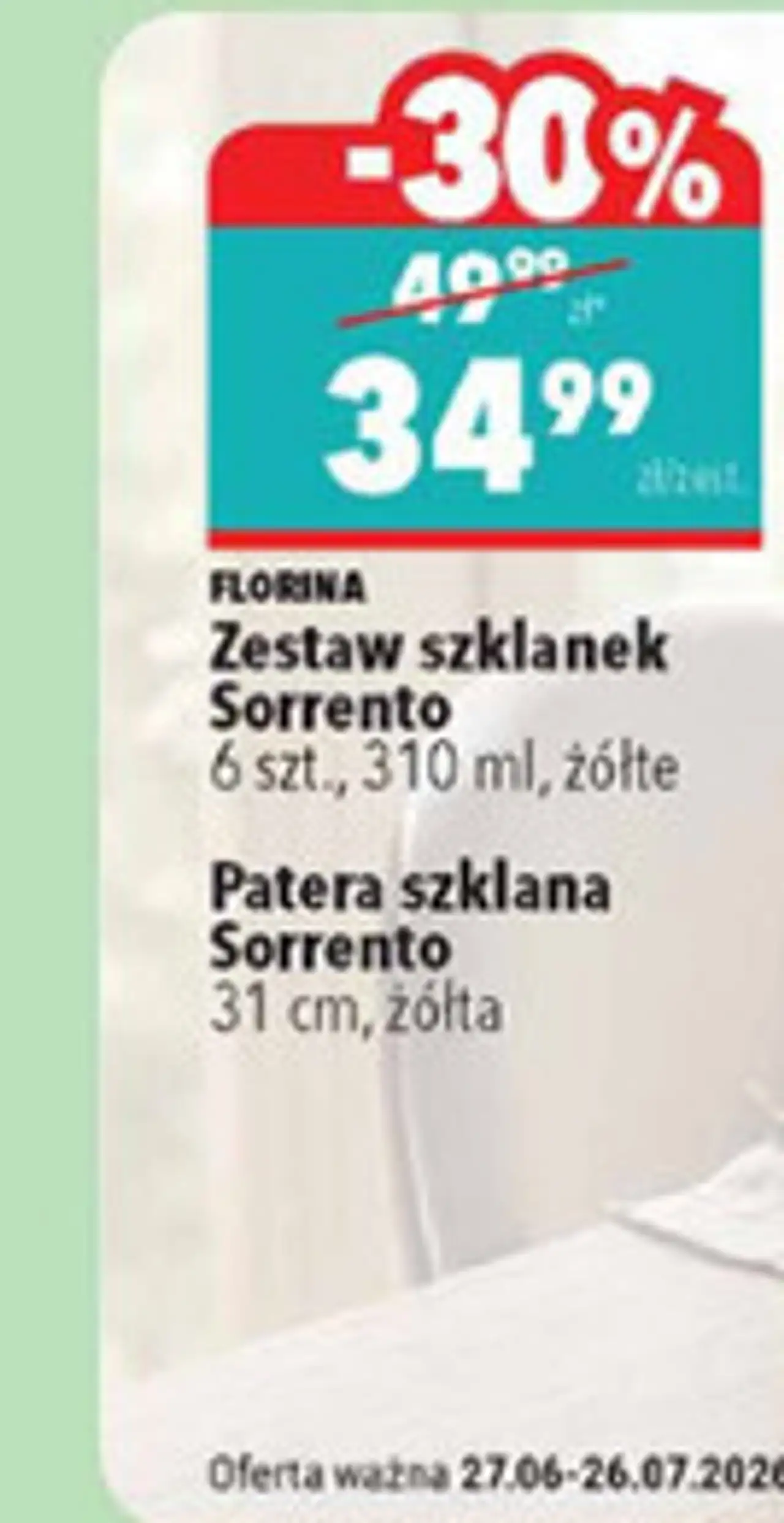 Zestaw szklanek Sorrento / Patera szklana Sorrento