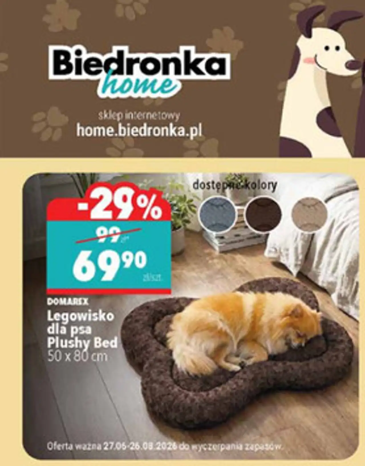 Domarex Legowisko dla psa Plushy Bed 50 x 80 cm