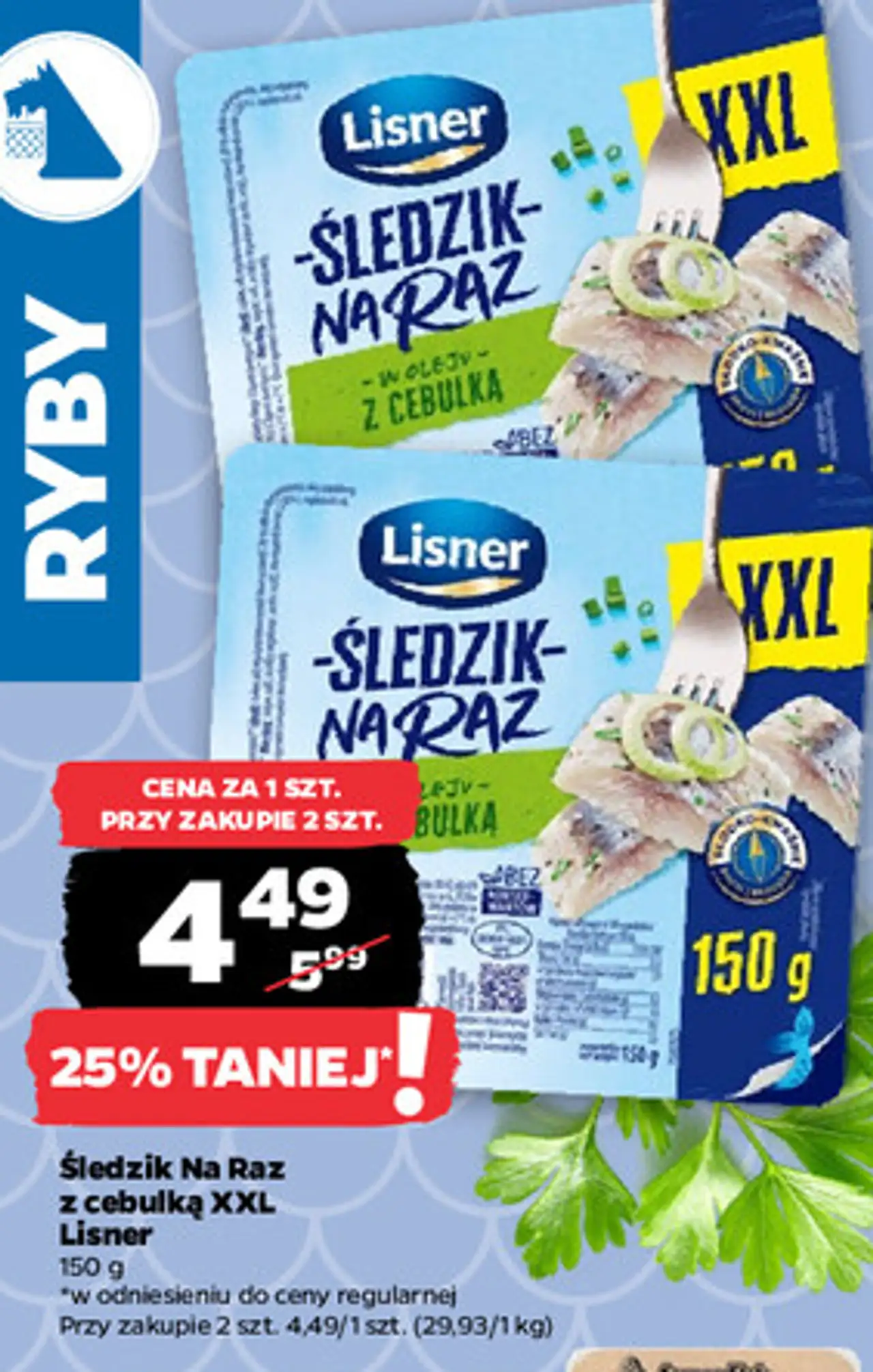 Śledzik Na Raz z cebulką XXL Lisner