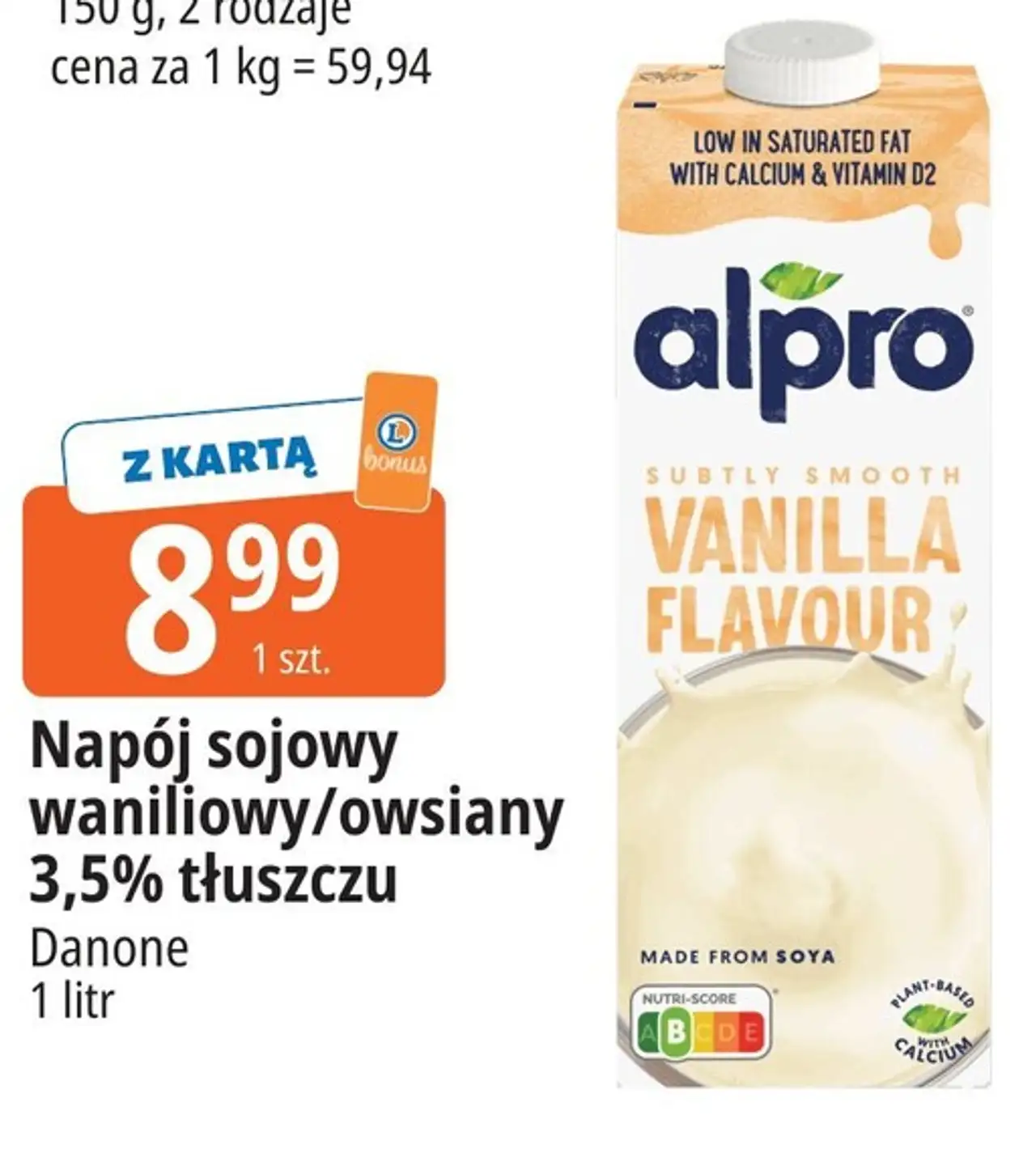 Alpro Napój sojowy waniliowy/owsiany 3,5% tłuszczu