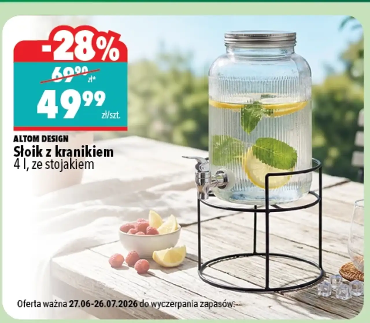 Altom Design Słoik z kranikiem 4 l, ze stojakiem