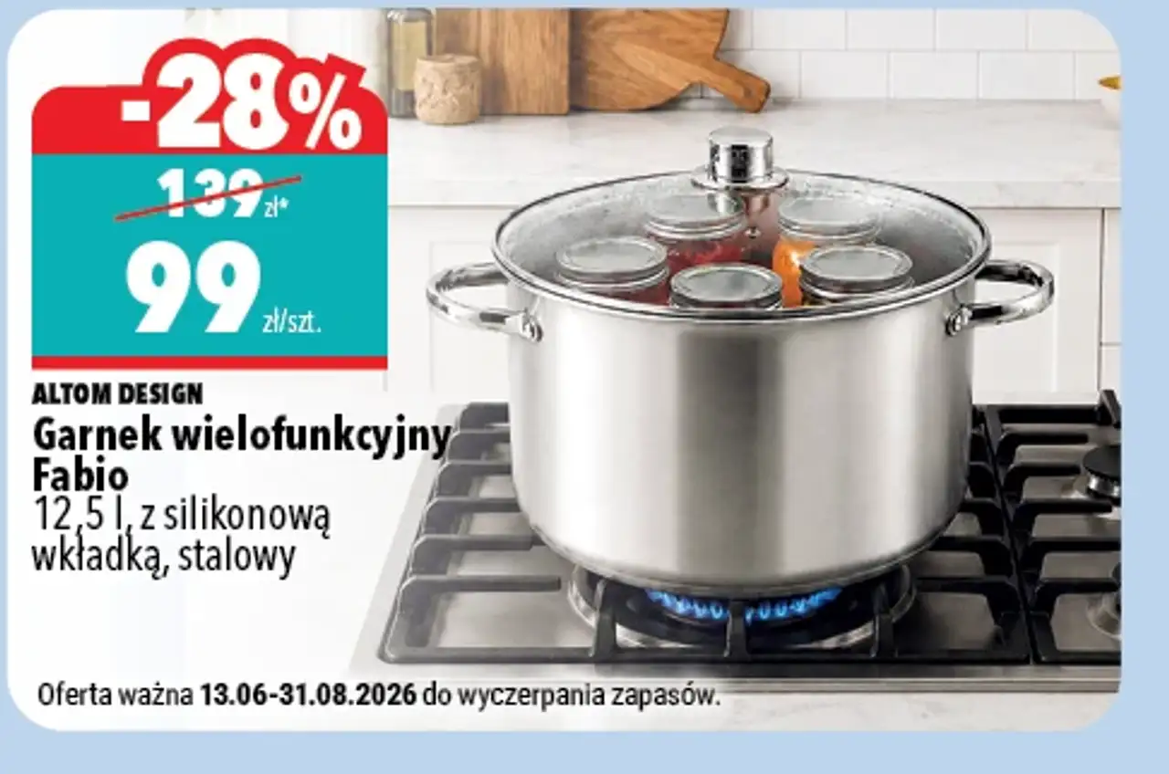 Garnek wielofunkcyjny Fabio 12,5 l, z silikonową wkładką, stalowy Altom Design