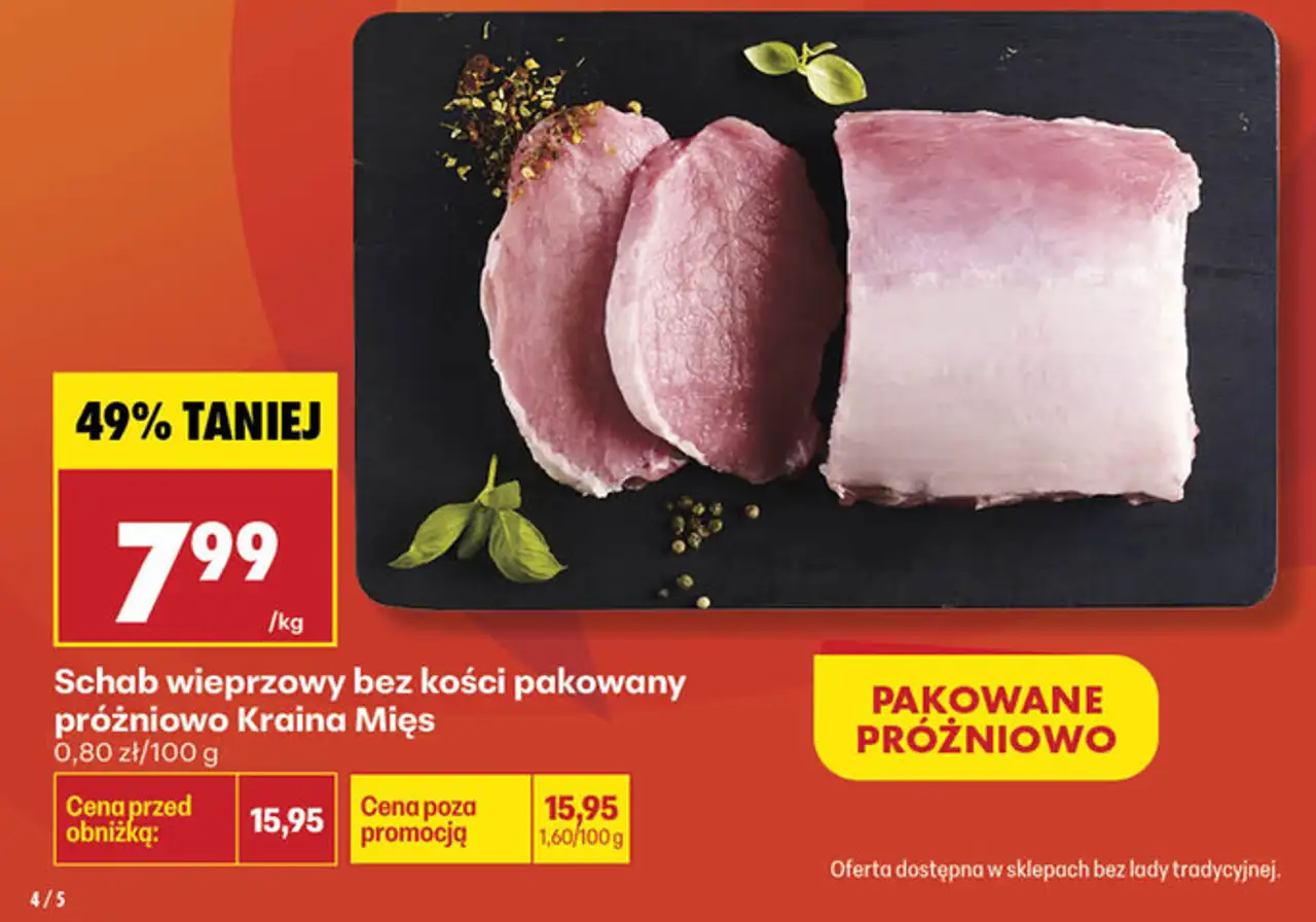 Schab wieprzowy bez kości pakowany próżniowo Kraina Mięs