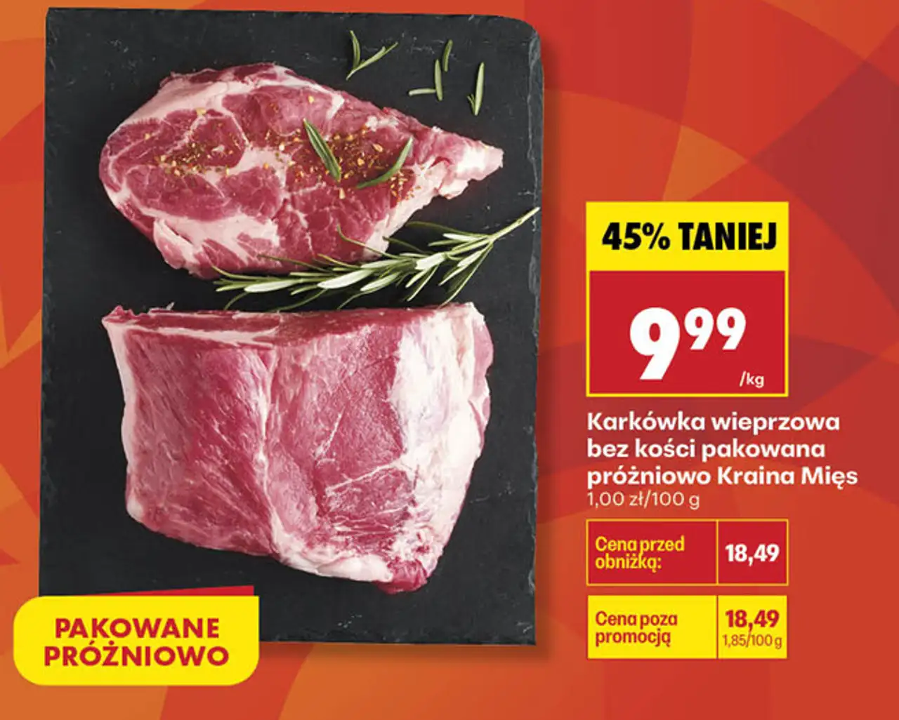 Karkówka wieprzowa bez kości pakowana próżniowo Kraina Mięs