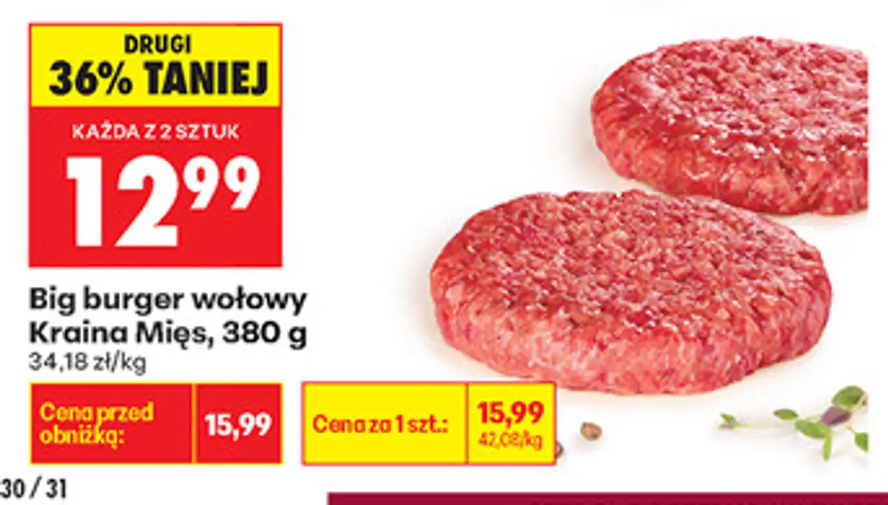 Big burger wołowy Kraina Mięs, 380 g
