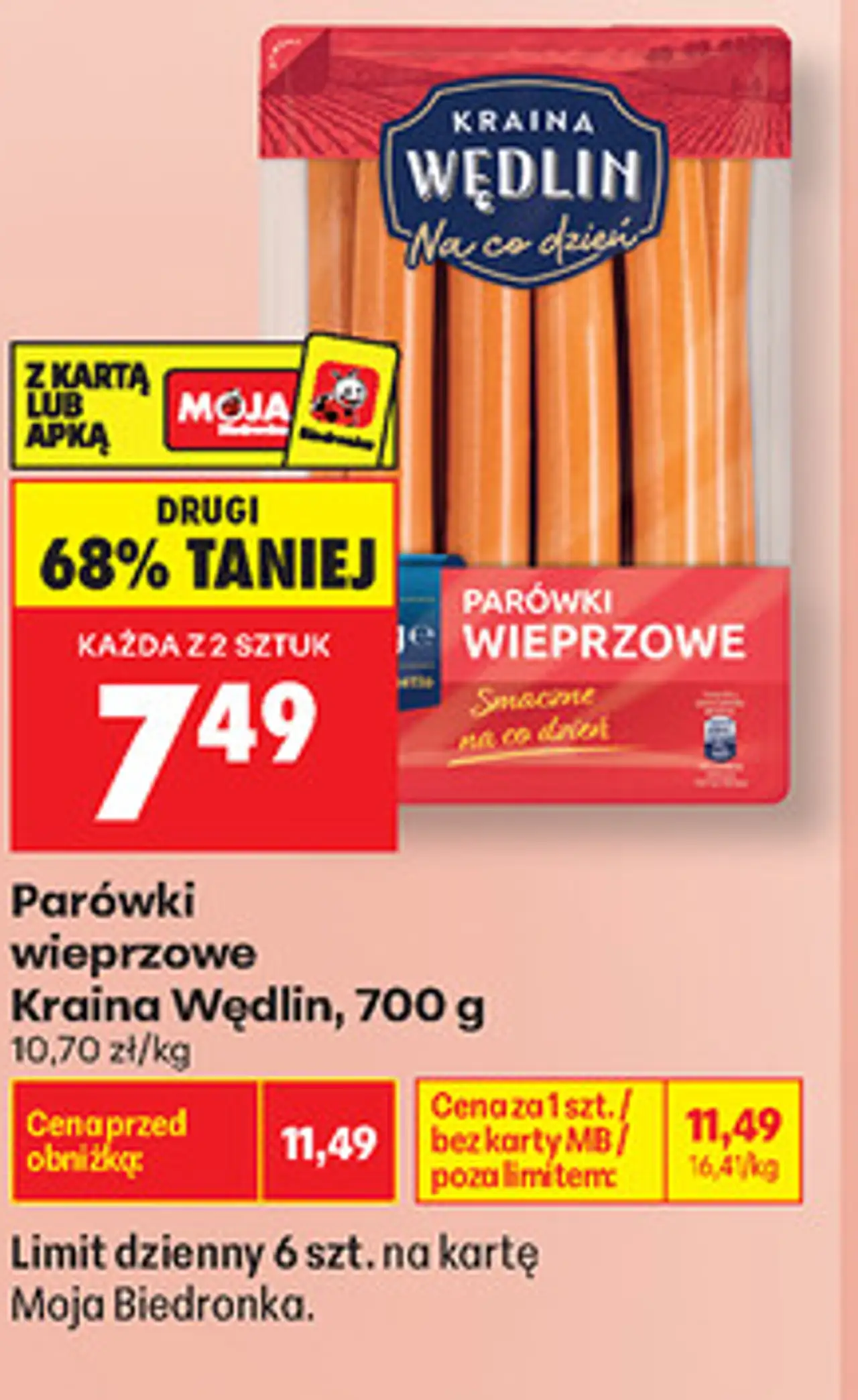 Parówki wieprzowe Kraina Wędlin, 700 g
