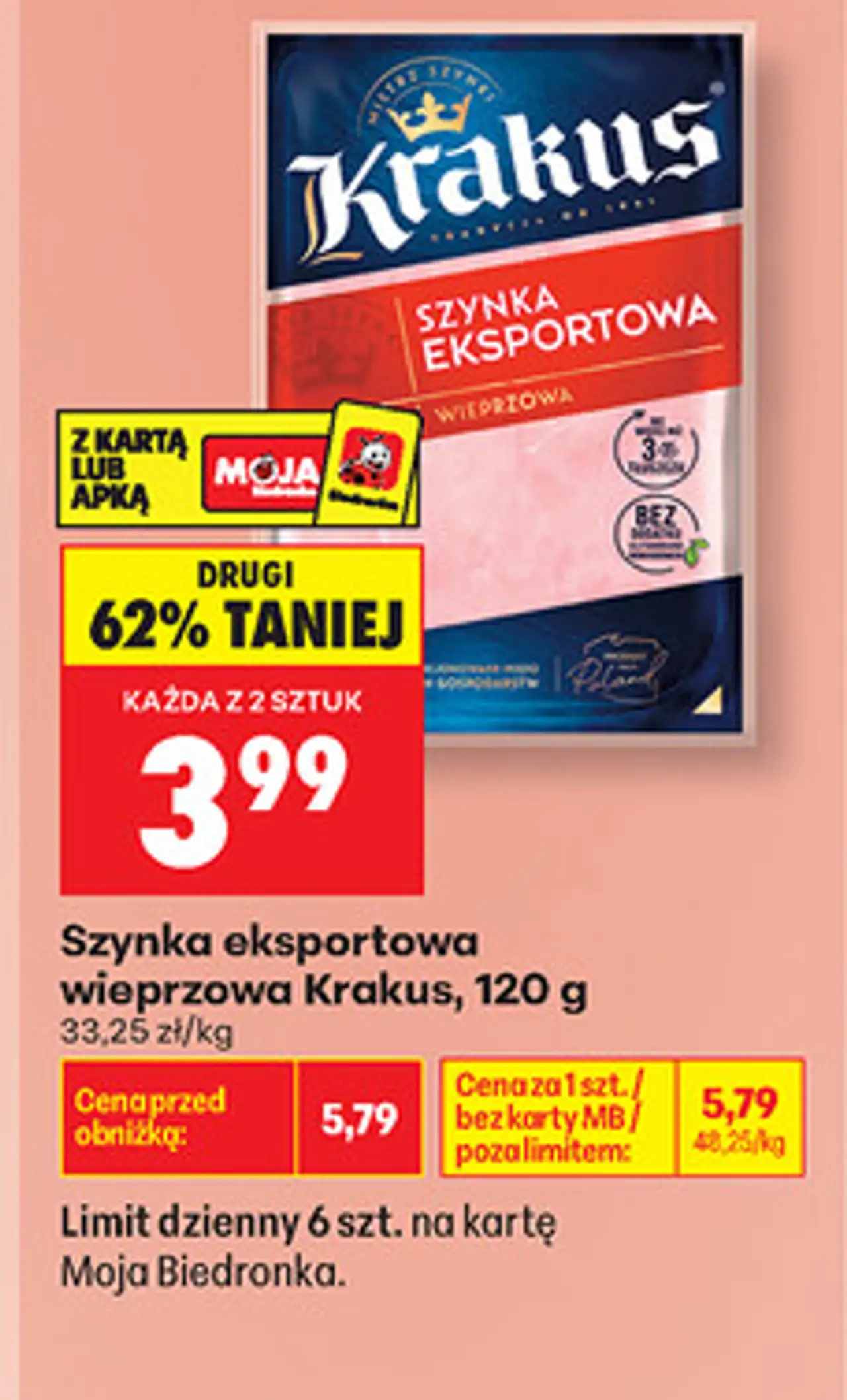 Szynka eksportowa wieprzowa Krakus, 120 g