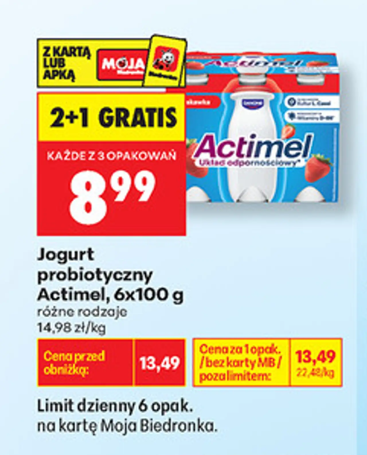 Jogurt probiotyczny Actimel, 6x100 g