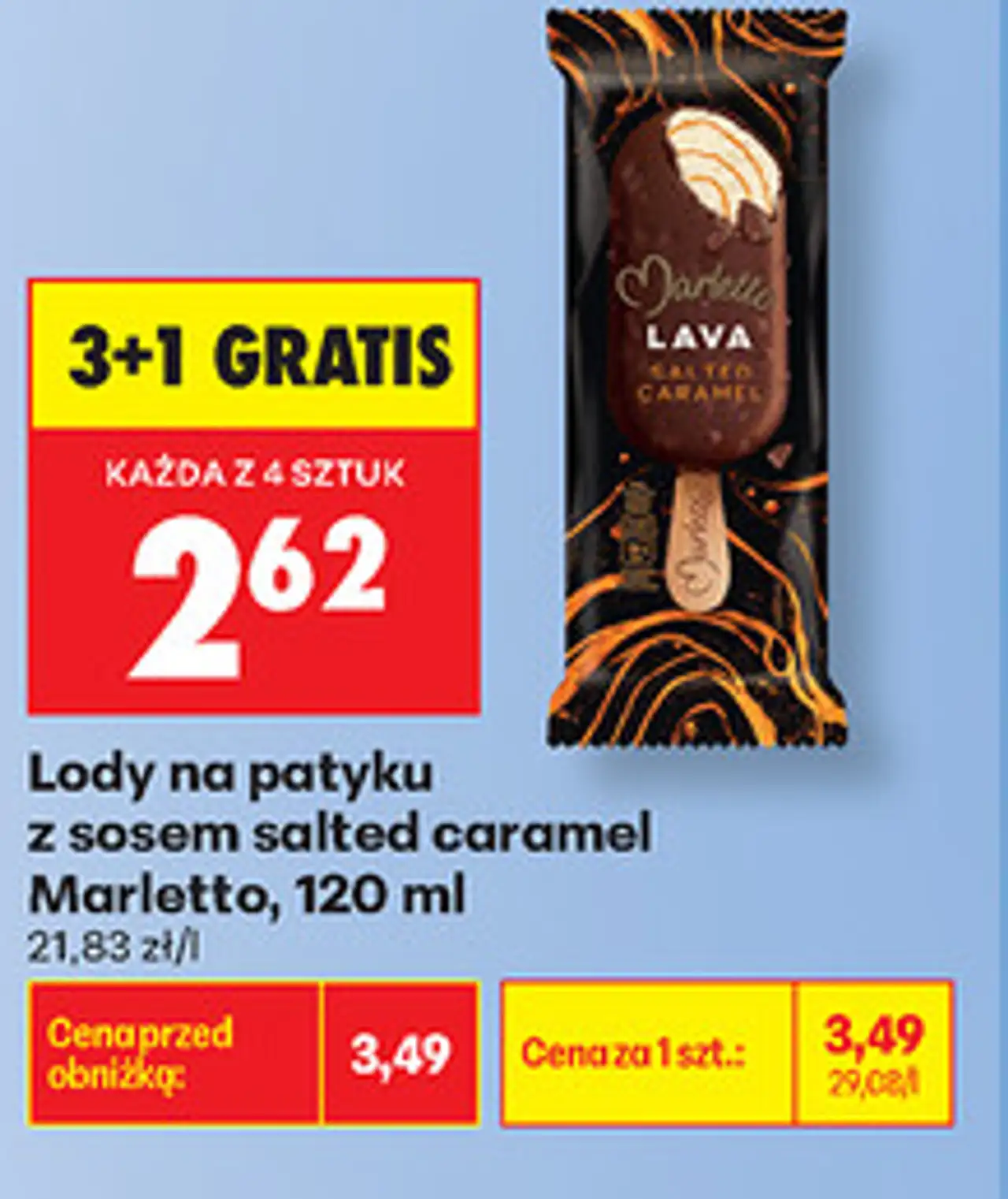 Lody na patyku z sosem salted caramel Marletto, 120 ml