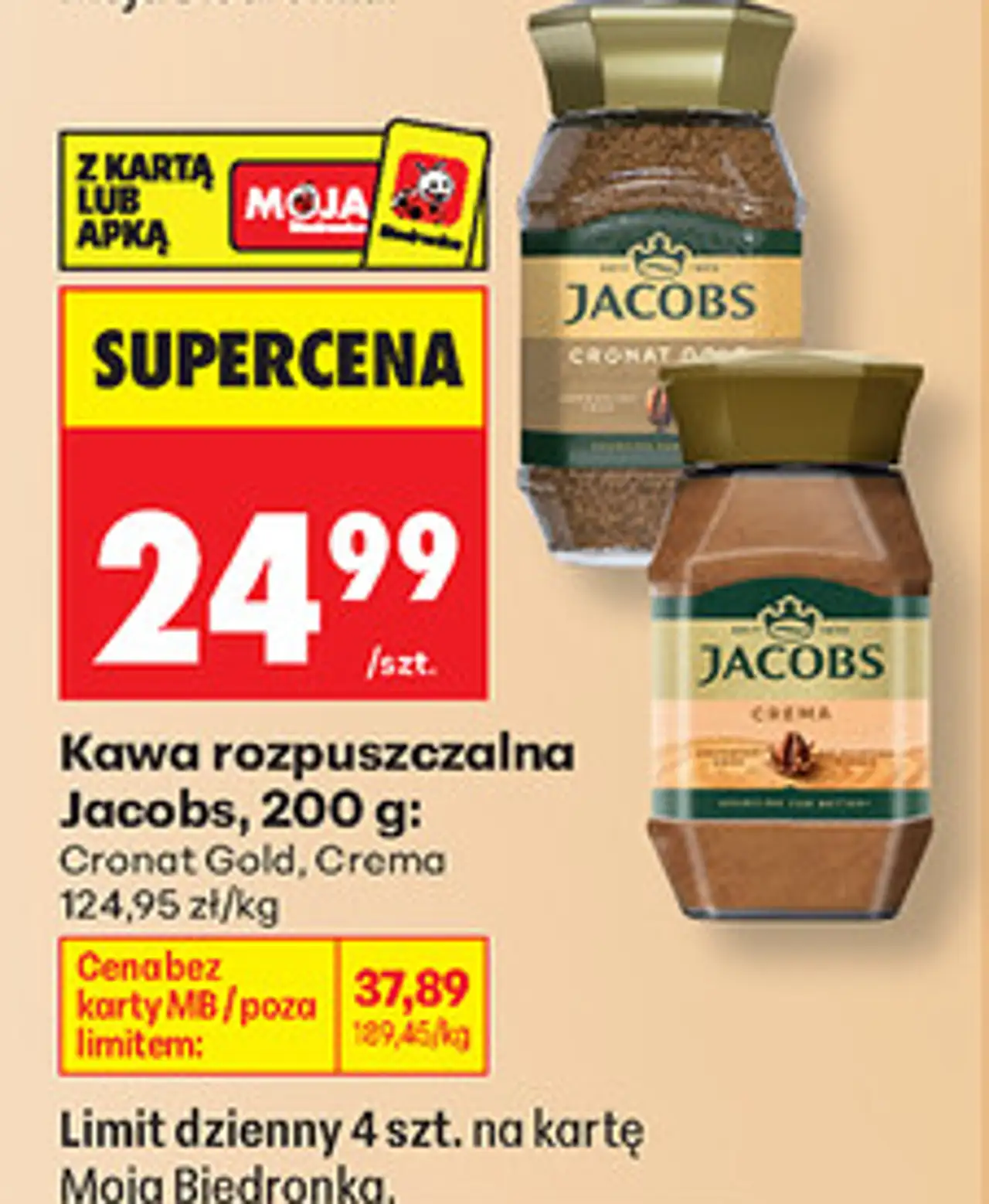 Kawa rozpuszczalna Jacobs, 200 g: Cronat Gold, Crema