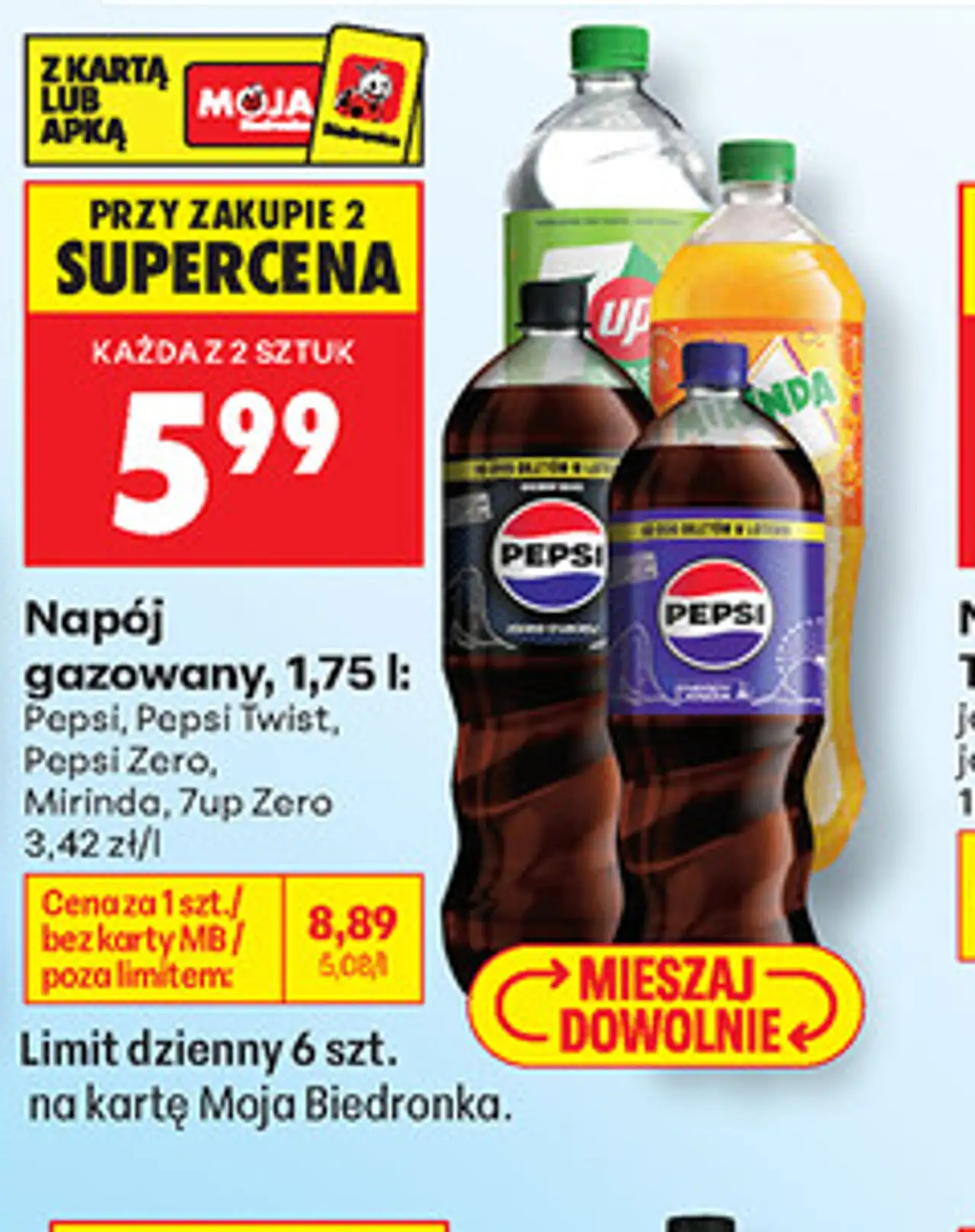 Napój gazowany Pepsi, Pepsi Twist, Pepsi Zero, Mirinda, 7up Zero
